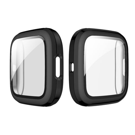 For Fitbit Versa 2 Plating PC Shell + Tempered Glass Film(Black)-garmade.com