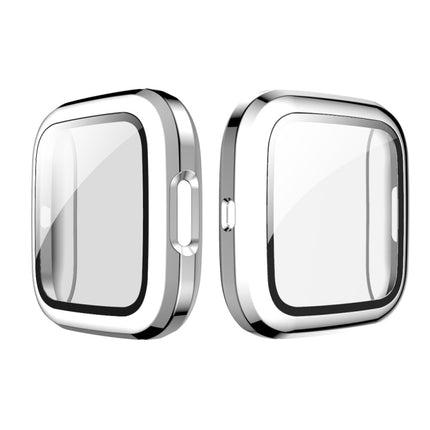 For Fitbit Versa 2 Plating PC Shell + Tempered Glass Film(Silver)-garmade.com