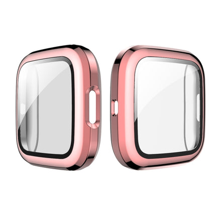 For Fitbit Versa 2 Plating PC Shell + Tempered Glass Film(Pink)-garmade.com