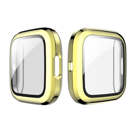 For Fitbit Versa 2 Plating PC Shell + Tempered Glass Film(Gold)-garmade.com