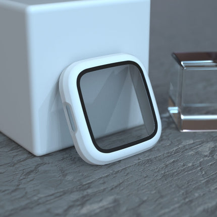 For Fitbit Versa 2 Fuel injection Frosted PC Shell + Tempered Glass Film(White)-garmade.com