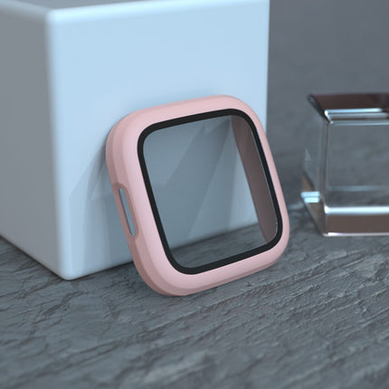 For Fitbit Versa 2 Fuel injection Frosted PC Shell + Tempered Glass Film(Pink)-garmade.com