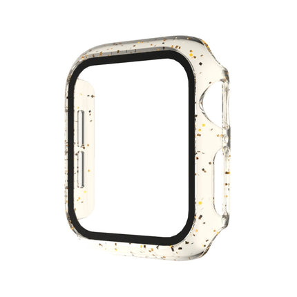 For Apple Watch Series 5 & 4 44mm Glitter Powder PC + Tempered Glass Screen Film Integrated Case(Gold)-garmade.com