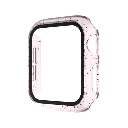 For Apple Watch Series 5 & 4 44mm Glitter Powder PC + Tempered Glass Screen Film Integrated Case(Purple)-garmade.com