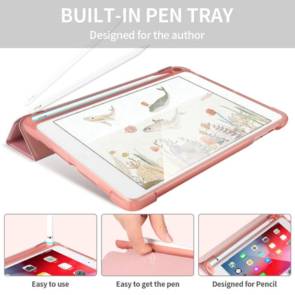 For iPad mini 5 / mini 4 / mini 3 / mini 2 / mini 3-folding Litchi Texture Horizontal Flip PU Leather + Shockproof TPU Case with Holder & Pen Slot(Rose Gold)-garmade.com