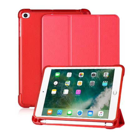 For iPad mini 5 / mini 4 / mini 3 / mini 2 / mini 3-folding Litchi Texture Horizontal Flip PU Leather + Shockproof TPU Case with Holder & Pen Slot(Red)-garmade.com