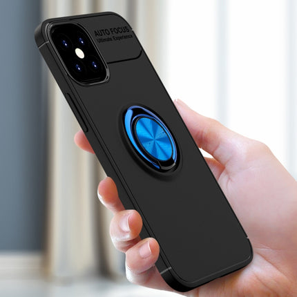 For iPhone 12 mini Metal Ring Holder 360 Degree Rotating TPU Case(Black+Black)-garmade.com