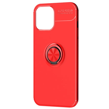 For iPhone 12 / 12 Pro Metal Ring Holder 360 Degree Rotating TPU Case(Red+Red)-garmade.com