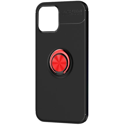 For iPhone 12 / 12 Pro Metal Ring Holder 360 Degree Rotating TPU Case(Black+Red)-garmade.com