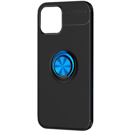 For iPhone 12 / 12 Pro Metal Ring Holder 360 Degree Rotating TPU Case(Black+Blue)-garmade.com