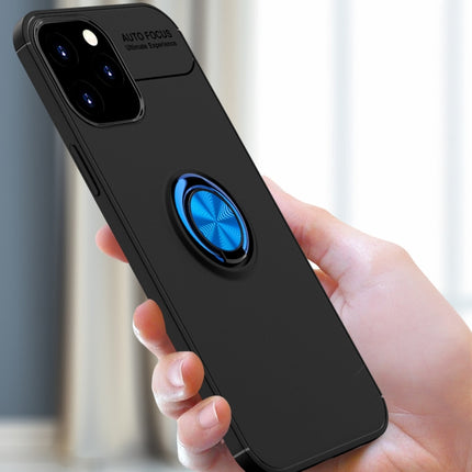 For iPhone 12 Pro Max Metal Ring Holder 360 Degree Rotating TPU Case(Black+Blue)-garmade.com