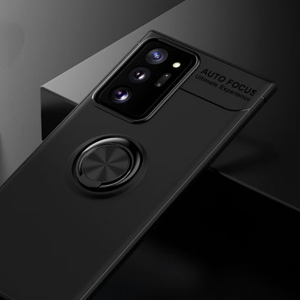 For Samsung Galaxy Note20 Ultra Metal Ring Holder 360 Degree Rotating TPU Case(Black+Black)(Black+Black)-garmade.com