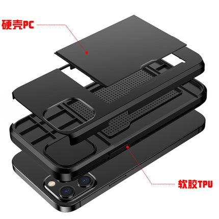 For iPhone 12 mini Shockproof Rugged Armor Protective Case with Card Slot(Black)-garmade.com