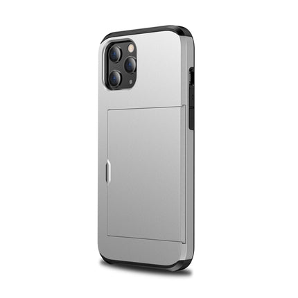 For iPhone 12 mini Shockproof Rugged Armor Protective Case with Card Slot(Silver)-garmade.com