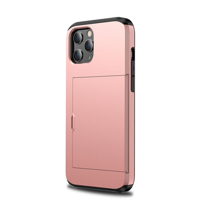 For iPhone 12 mini Shockproof Rugged Armor Protective Case with Card Slot(Rose Gold)-garmade.com