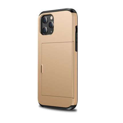 For iPhone 12 mini Shockproof Rugged Armor Protective Case with Card Slot(Gold)-garmade.com
