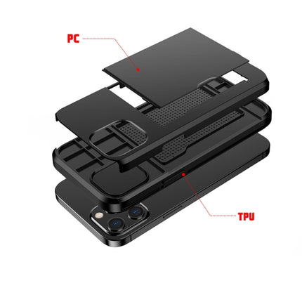 For iPhone 12 / 12 Pro Shockproof Rugged Armor Protective Case with Card Slot(Black)-garmade.com