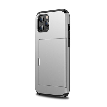 For iPhone 12 Pro Max Shockproof Rugged Armor Protective Case with Card Slot(Silver)-garmade.com