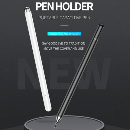 Imitation Porcelain 2 in 1 Mobile Phone Touch Screen Capacitive Pen for Apple / Huawei / Xiaomi / Samsung(Black)-garmade.com