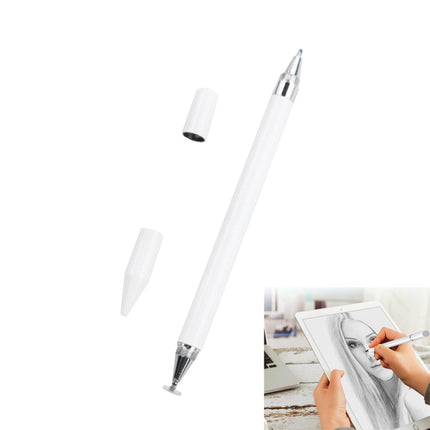 Imitation Porcelain 2 in 1 Mobile Phone Touch Screen Capacitive Pen for Apple / Huawei / Xiaomi / Samsung(White)-garmade.com
