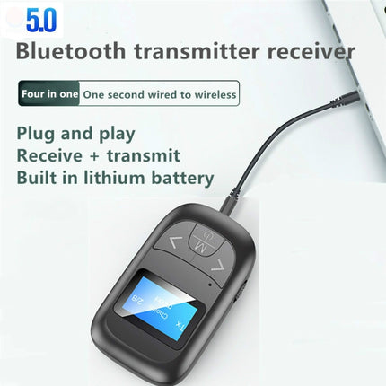 T14 2 in 1 Bluetooth Adapter Car Hands-free Call Bluetooth Receiver Transmitter with LCD Digital Display-garmade.com