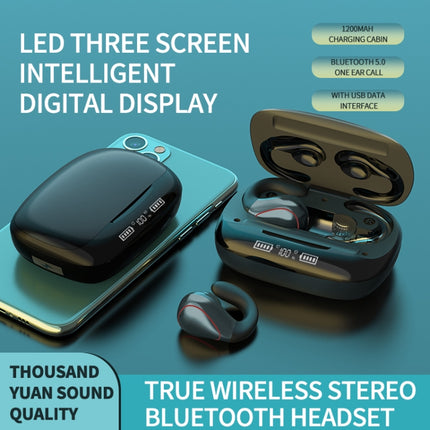 T20 TWS Bluetooth 5.0 Touch Wireless Bluetooth Earphone with Three LED Battery Display & Charging Box, Support Call & Voice Assistant(Gun Gray)-garmade.com