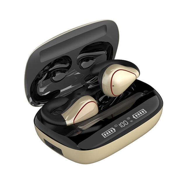 T20 TWS Bluetooth 5.0 Touch Wireless Bluetooth Earphone with Three LED Battery Display & Charging Box, Support Call & Voice Assistant(Champagne Gold)-garmade.com
