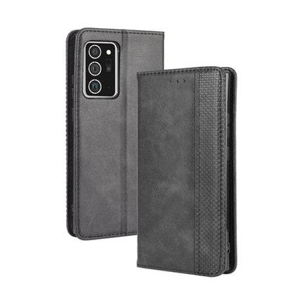 For Samsung Galaxy Note20 Ultra Magnetic Buckle Retro Crazy Horse Texture Horizontal Flip Leather Case with Holder & Card Slots & Photo Frame(Black)-garmade.com