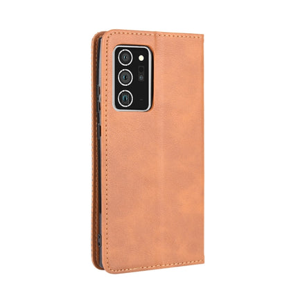 For Samsung Galaxy Note20 Ultra Magnetic Buckle Retro Crazy Horse Texture Horizontal Flip Leather Case with Holder & Card Slots & Photo Frame(Brown)-garmade.com