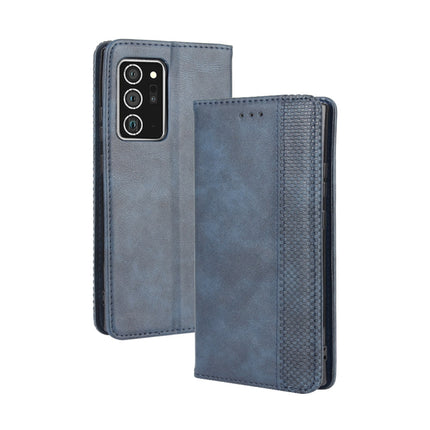 For Samsung Galaxy Note20 Ultra Magnetic Buckle Retro Crazy Horse Texture Horizontal Flip Leather Case with Holder & Card Slots & Photo Frame(Blue)-garmade.com