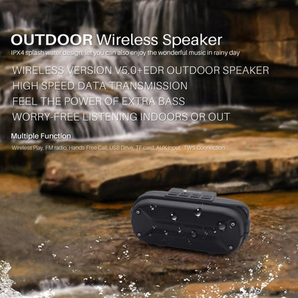 NewRixing NR-3023 Portable Stereo Wireless Bluetooth Speaker, Built-in Microphone, Support TF Card / FM(Black)-garmade.com