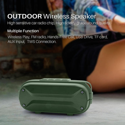 NewRixing NR-3023 Portable Stereo Wireless Bluetooth Speaker, Built-in Microphone, Support TF Card / FM(Blue)-garmade.com