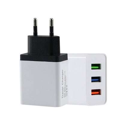 2A 3 USB PortsTravel Charger, EU Plug(Black)-garmade.com