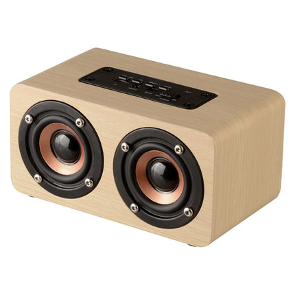 W5 Portable HiFi Shock Bass Wooden Bluetooth Speaker(Yellow)-garmade.com