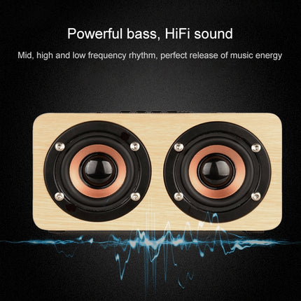 W5 Portable HiFi Shock Bass Wooden Bluetooth Speaker(Dark Brown)-garmade.com