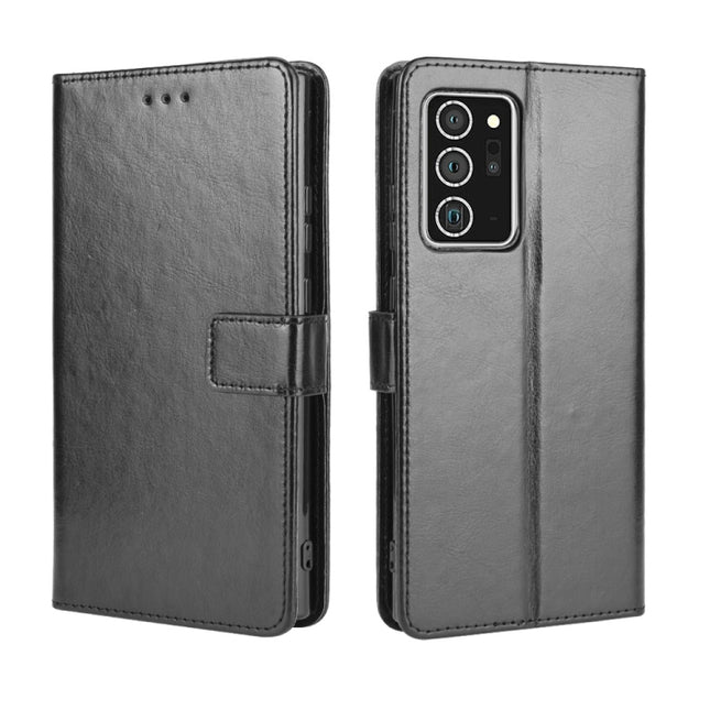 For Samsung Galaxy Note20 Ultra Retro Crazy Horse Texture Horizontal Flip Leather Case with Holder & Card Slots & Lanyard(Black)-garmade.com