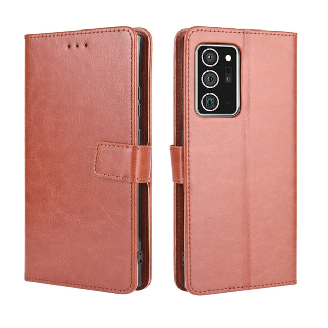 For Samsung Galaxy Note20 Ultra Retro Crazy Horse Texture Horizontal Flip Leather Case with Holder & Card Slots & Lanyard(Brown)-garmade.com