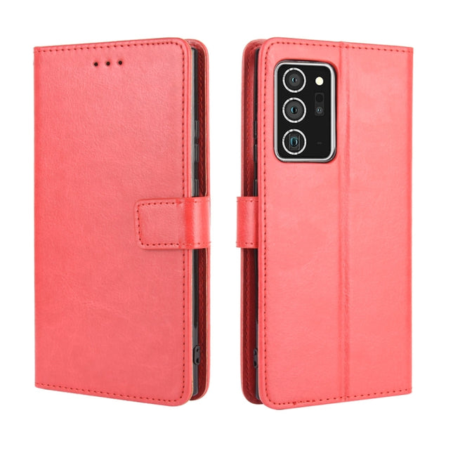For Samsung Galaxy Note20 Ultra Retro Crazy Horse Texture Horizontal Flip Leather Case with Holder & Card Slots & Lanyard(Red)-garmade.com