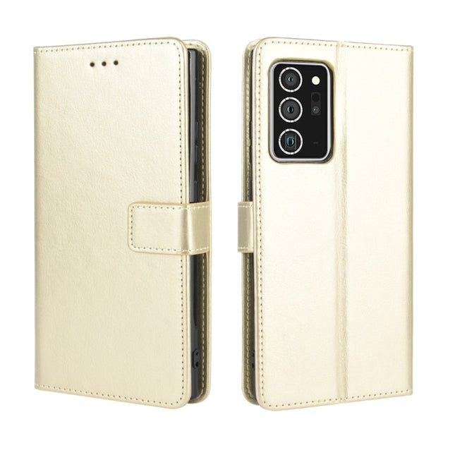 For Samsung Galaxy Note20 Ultra Retro Crazy Horse Texture Horizontal Flip Leather Case with Holder & Card Slots & Lanyard(Gold)-garmade.com