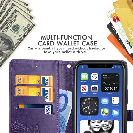 For iPhone 12 / 12 Pro Halfway Mandala Embossing Pattern Horizontal Flip Leather Case with Holder & Card Slots & Wallet & Lanyard(Black)-garmade.com