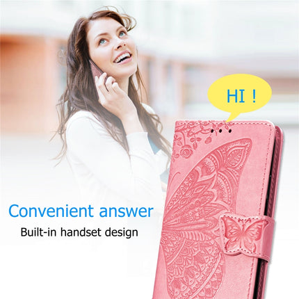 For iPhone 12 / 12 Pro 6.1 inch Butterfly Love Flower Embossed Horizontal Flip Leather Case with Bracket / Card Slot / Wallet / Lanyard(Light Purple)-garmade.com