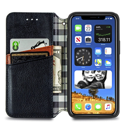 For iPhone 12 mini Cubic Grid Pressed Horizontal Flip Magnetic PU Leather Case with Holder & Card Slots & Wallet(Black)-garmade.com