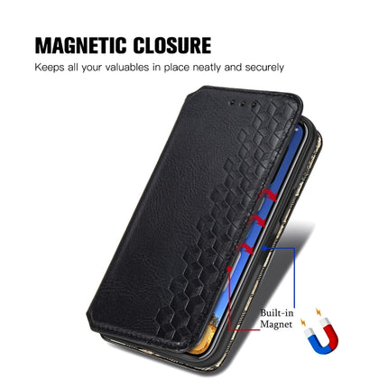 For iPhone 12 mini Cubic Grid Pressed Horizontal Flip Magnetic PU Leather Case with Holder & Card Slots & Wallet(Brown)-garmade.com
