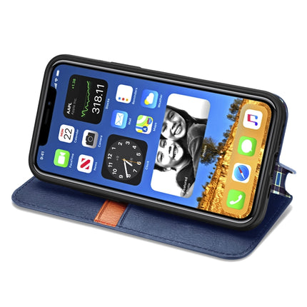 For iPhone 12 mini Cubic Grid Pressed Horizontal Flip Magnetic PU Leather Case with Holder & Card Slots & Wallet(Blue)-garmade.com