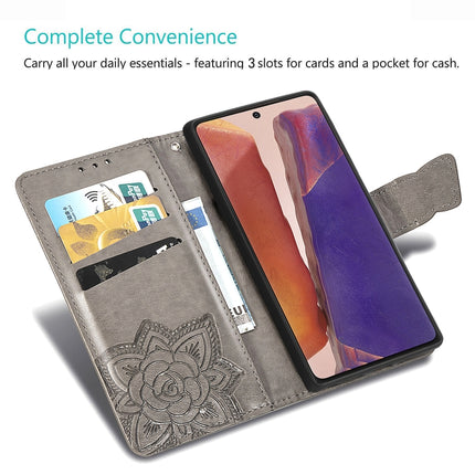 For Samsung Galaxy Note 20 Ultra Butterfly Love Flower Embossed Horizontal Flip Leather Case with Bracket / Card Slot / Wallet / Lanyard(Blue)-garmade.com