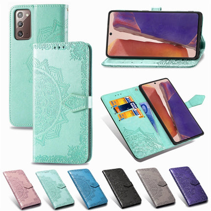 For Samsung Galaxy Note20 Halfway Mandala Embossing Pattern Horizontal Flip Leather Case with Holder & Card Slots & Wallet & Lanyard(Rose Gold)-garmade.com