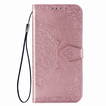 For Samsung Galaxy Note20 Ultra Halfway Mandala Embossing Pattern Horizontal Flip Leather Case with Holder & Card Slots & Wallet & Lanyard(Rose Gold)-garmade.com