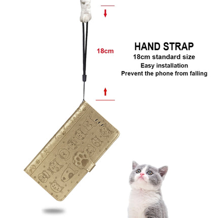 For Samsung Galaxy Note20 Cute Cat and Dog Embossed Horizontal Flip Leather Case with Bracket / Card Slot / Wallet / Lanyard(Gold)-garmade.com