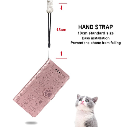 For Samsung Galaxy Note20 Cute Cat and Dog Embossed Horizontal Flip Leather Case with Bracket / Card Slot / Wallet / Lanyard(Rose Gold)-garmade.com
