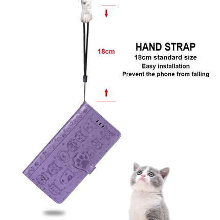 For Samsung Galaxy Note20 Cute Cat and Dog Embossed Horizontal Flip Leather Case with Bracket / Card Slot / Wallet / Lanyard(Purple)-garmade.com
